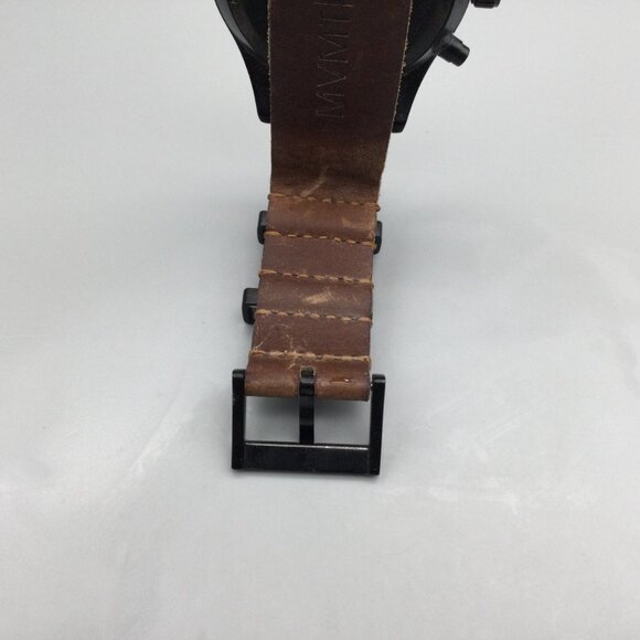 MVMT Outback Chronograph Watch Men 42mm Black Date Leather Band New Battery - Picture 10 of 15